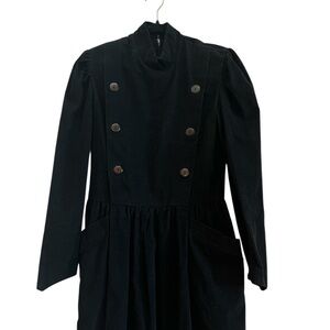 Vintage Prairie Gothic Academia Black Corduroy Midi Dress | Misty Lane 5/6